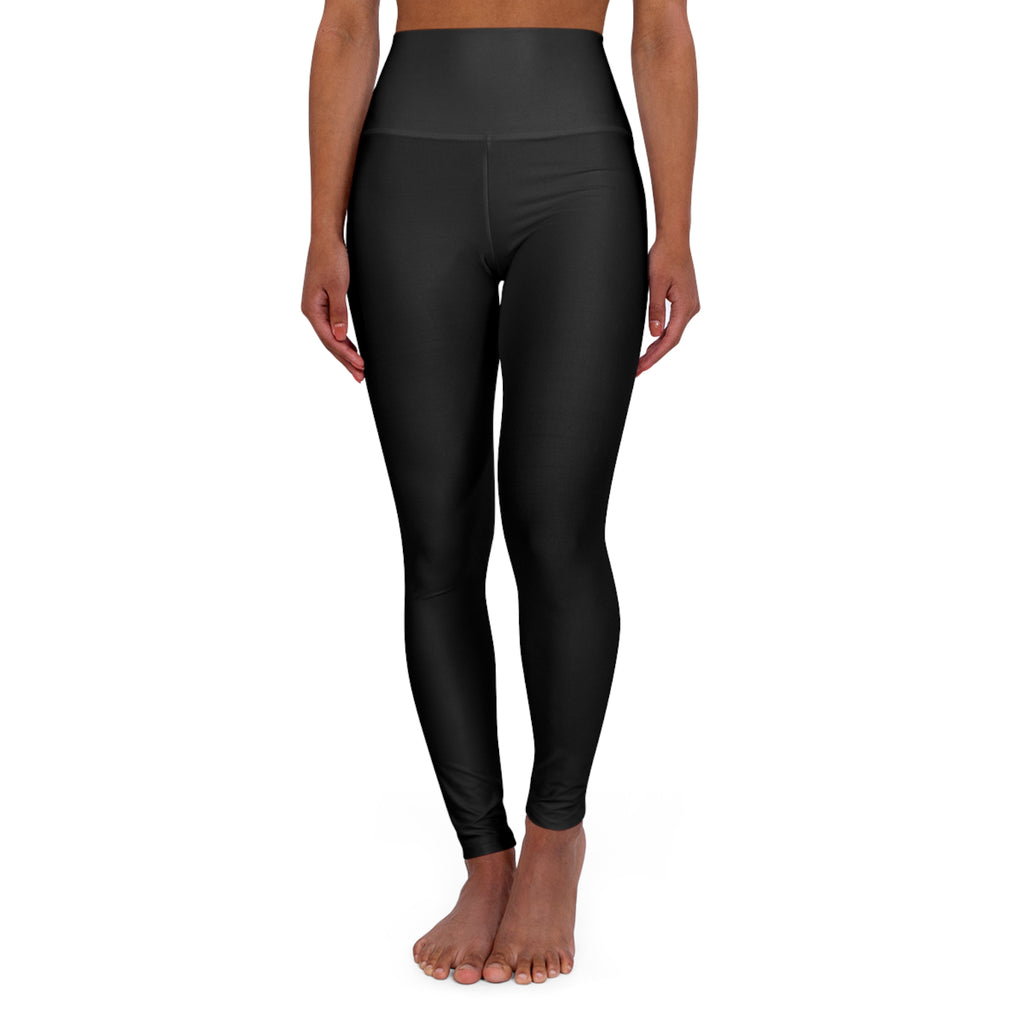 High-Waisted Yoga Leggings — Black All-Over Print