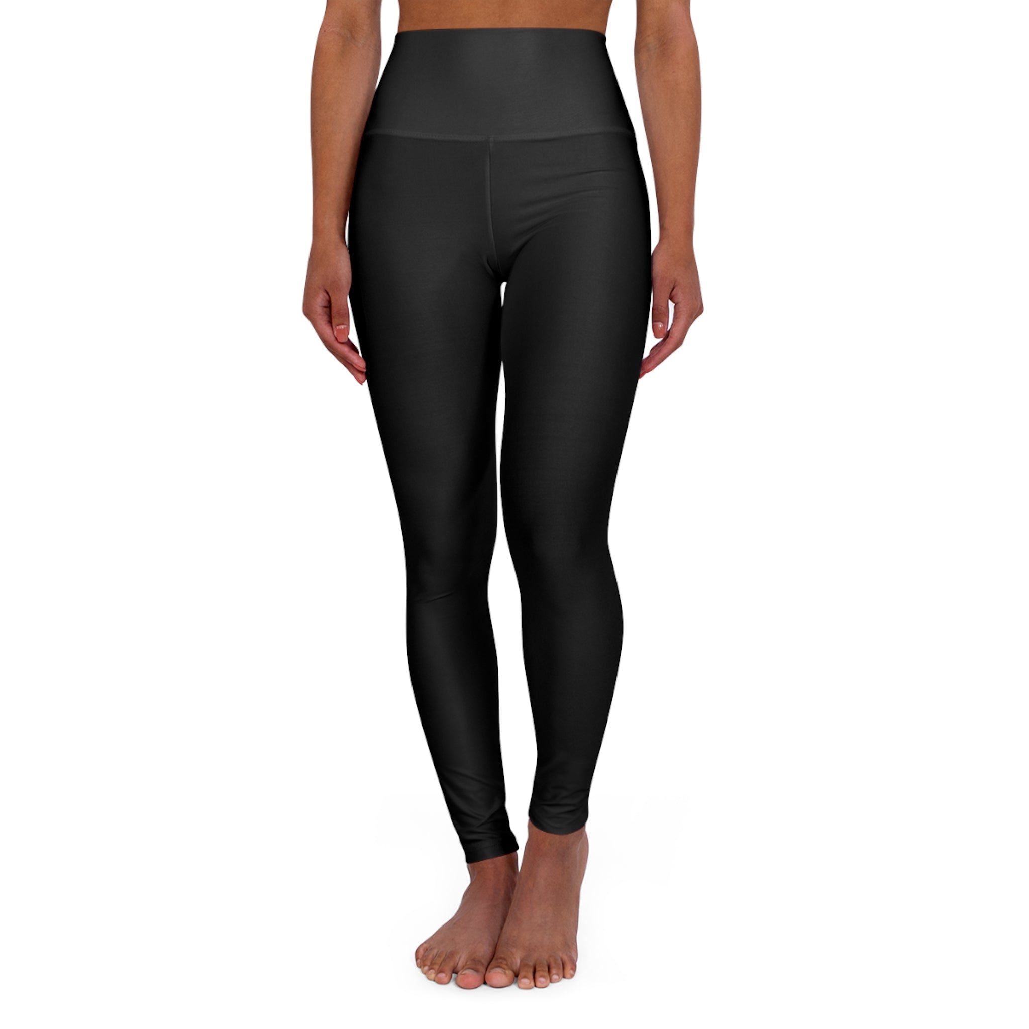 High-Waisted Yoga Leggings — Black All-Over Print