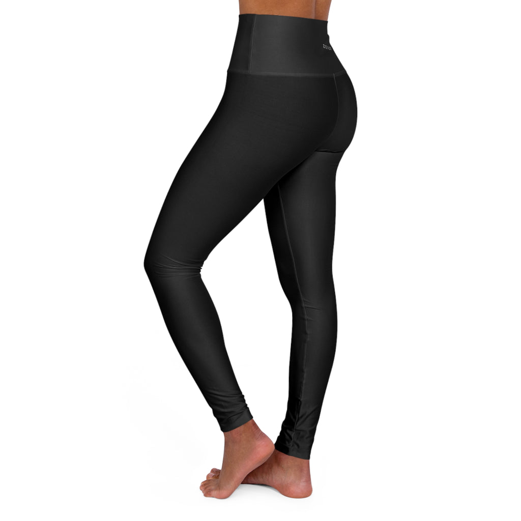 High-Waisted Yoga Leggings — Black All-Over Print