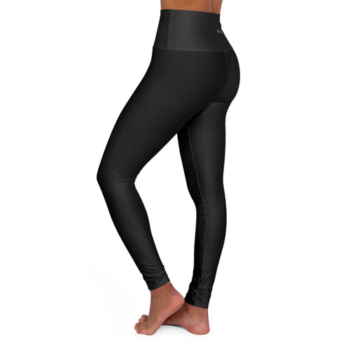 High-Waisted Yoga Leggings — Black All-Over Print